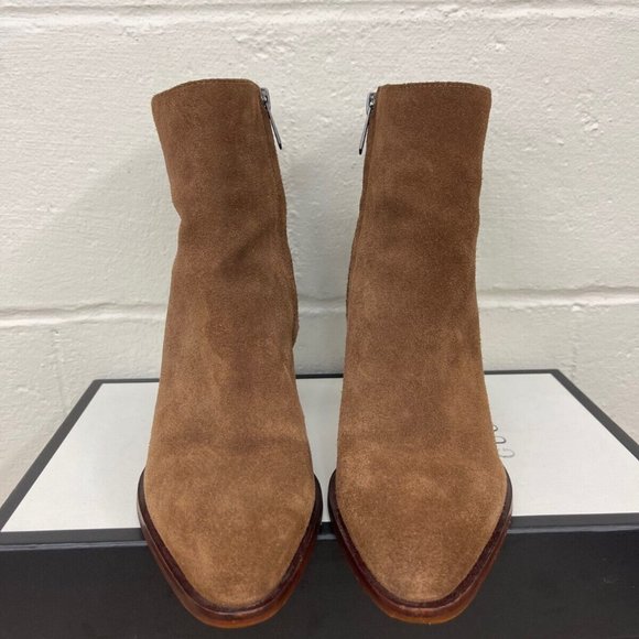 Sam Edelman Blake Brown Suede Ankle Boots Side Zipper Pull On Women's Size 9.5 - Picture 1 of 10